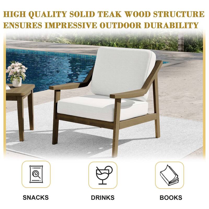 Outdoor Patio Club Chair Arm Lounge Cushion Chair (Set of 2)