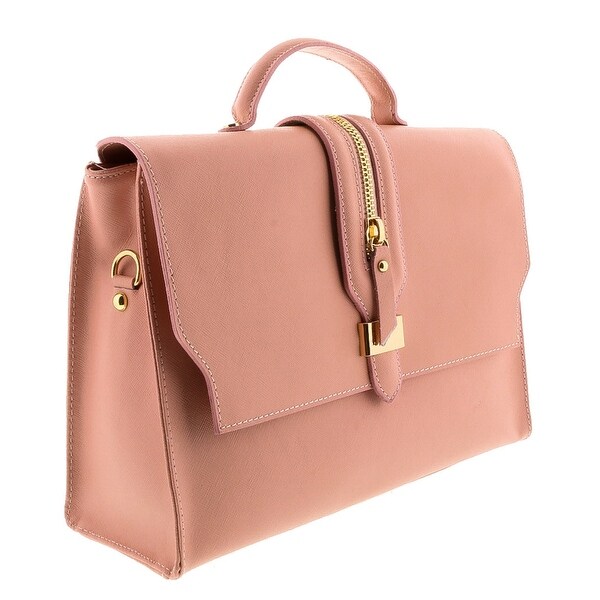 HS2056 RA QUATRA Pink Leather Satchel/Shoulder Bag - 12-9-4