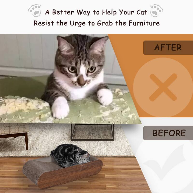 Cat Scratcher Cardboard Lounge Bed Bone Shape Design Brown Bed Bath