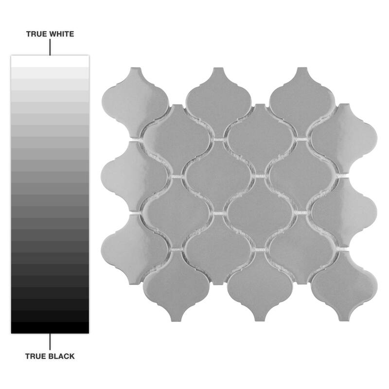 Merola Tile Metro Lantern Glossy Light Grey 9-1/2" x 10-3/4" Porcelain Mosaic Floor and Wall Tile