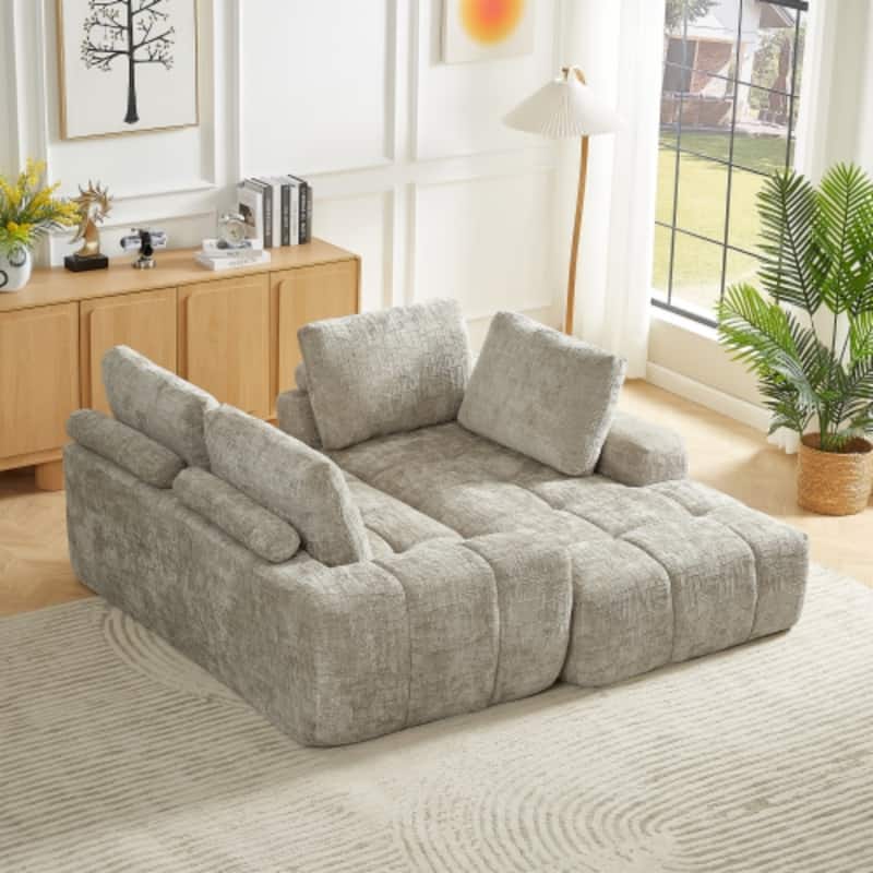 111.4" L-Shaped Mnimalist Faux Fur Sectional Oversized Sofa for Living Spaces