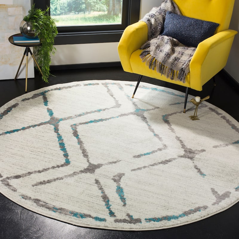 SAFAVIEH Skyler Asimina Modern Rug - 6'7" Round - Ivory/Blue