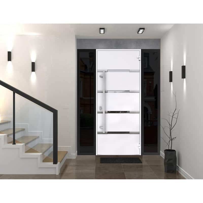 Front Prehung Steel Door 1105 Black Enamel Stainless Inserts W36xH80 Lh I