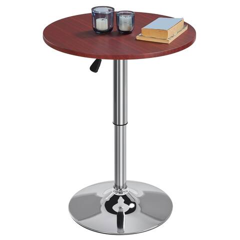 Adjustable Round Swivel Bar Table for Bistro Cafe, Black Top