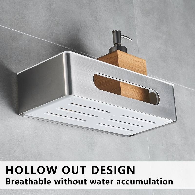 11.65-inch 304 Stainless Steel Bathroom Shelf with Hollow Out Design