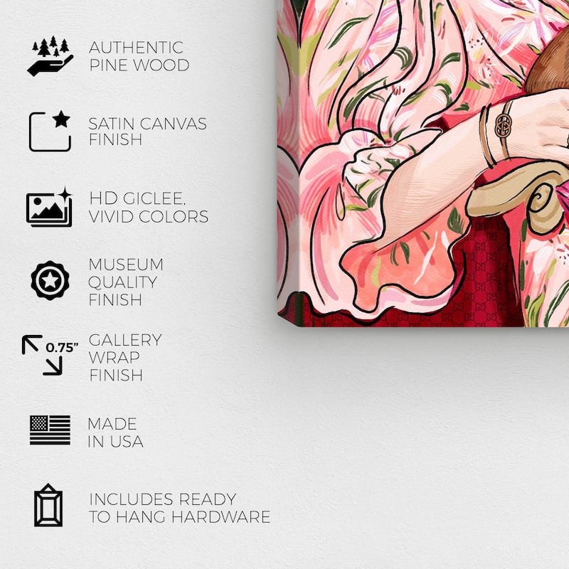 Wynwood Studio Canvas Fashion and Glam Monkey Glam Pink and Glam Wall Art Canvas Print