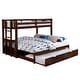 preview thumbnail 2 of 4, Twin Over Twin Bunk Bed with Trundle, Extendable Lower Bunk, Brown