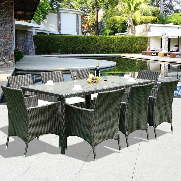Shop Black Friday Deals On Gymax 9pcs Brown Patio Rattan Wicker Table Chairs Furniture Set Overstock 20121954