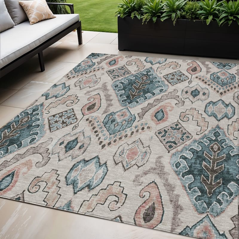 HomeRoots Moroccan Transitional Rectangle Outdoor Rug - 5' X 8'