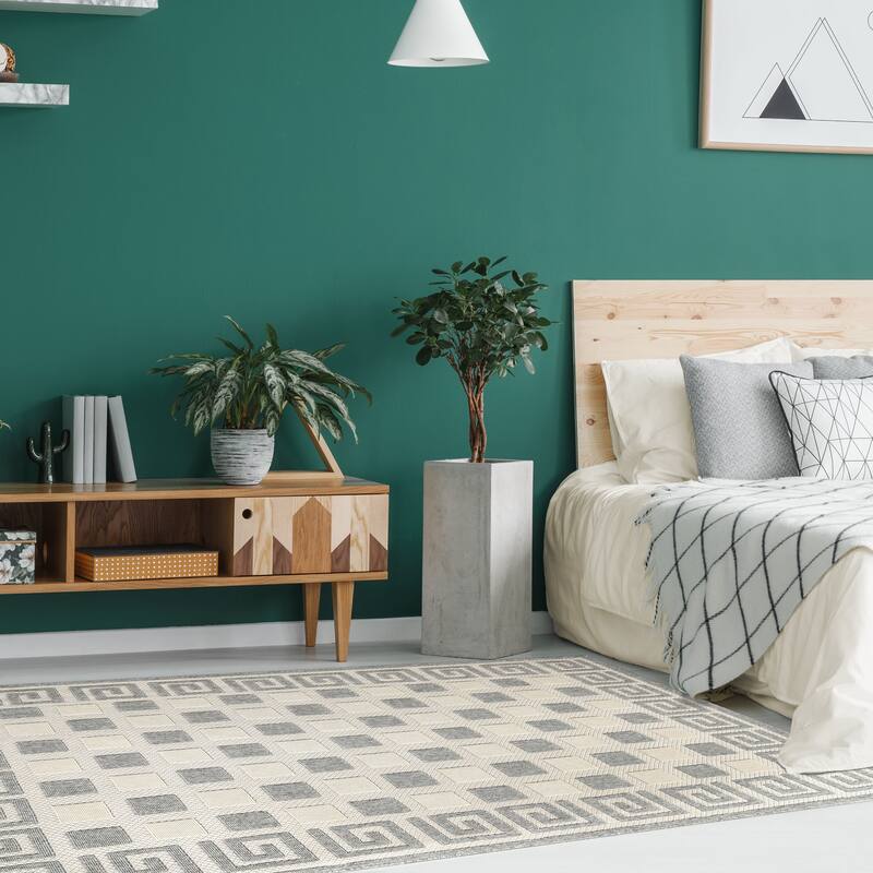 Superior Modern Geometric Greek Key Indoor Outdoor Area Rug
