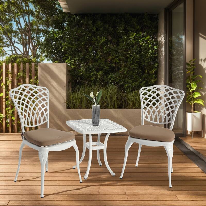 Bistro Set 3 Piece Rustproof Cast Aluminum Patio Furniture Sets