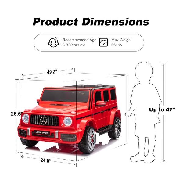 dimension image slide 0 of 2, 24V 2-Seater Mercedes-Benz Kids Ride-On Car, Powerful 4WD, Remote Control, Suspension, Soft Braking, Music, LED Lights, Ages 3-8