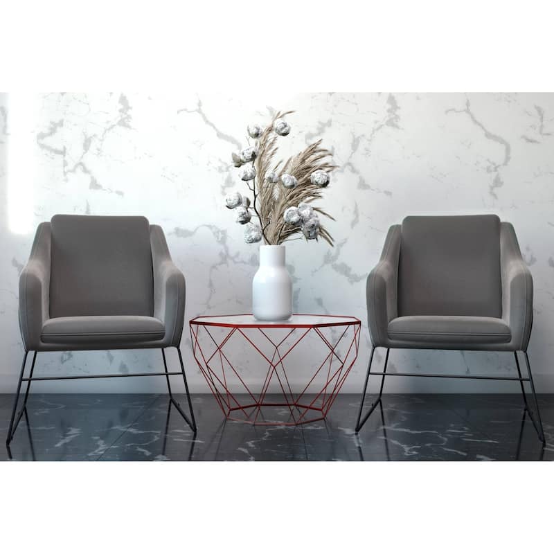 Harmony Mid-Century Modern Velvet Upholstered Accent Arm Chair with Metal Frame for Home Office Living Room & Bedroom