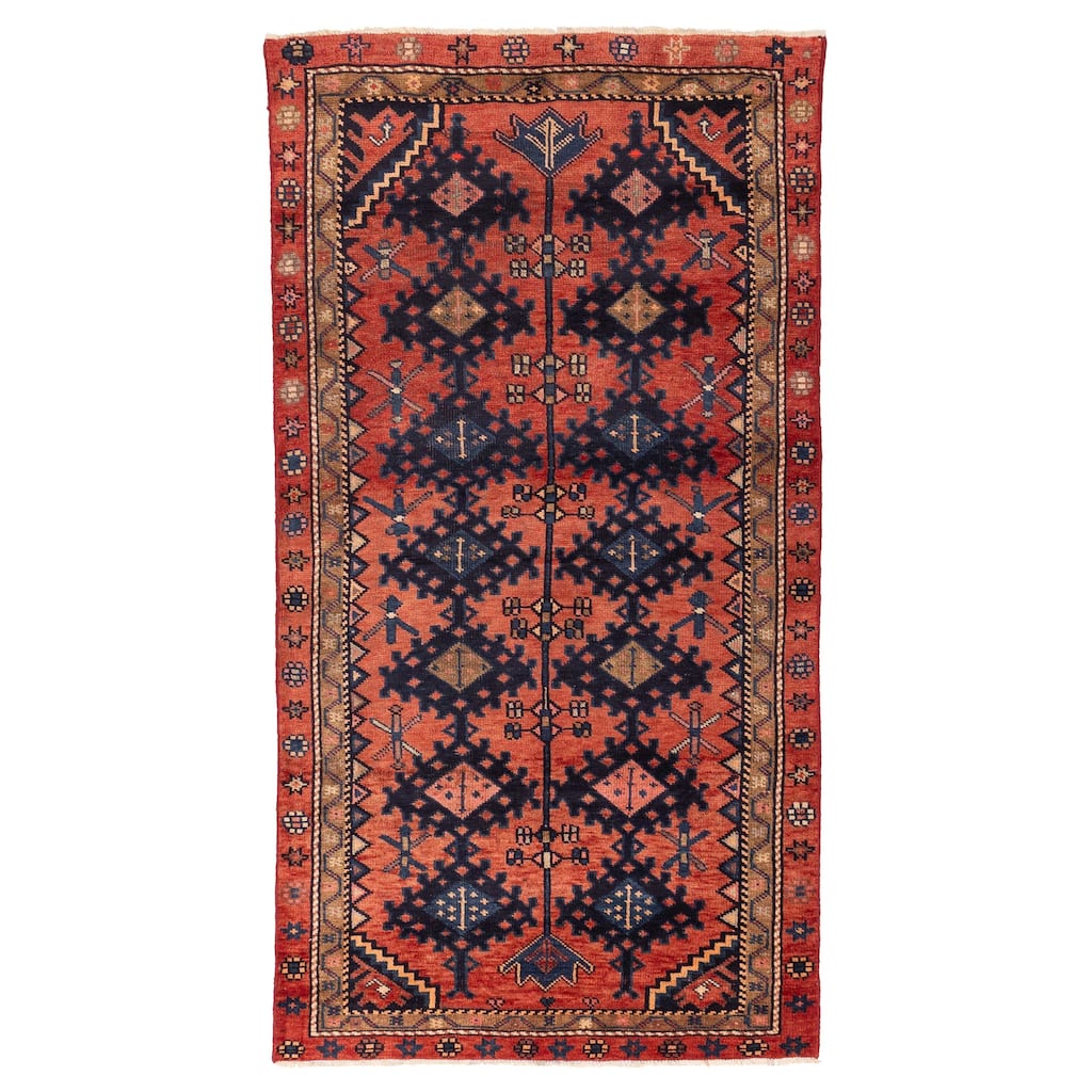 ECARPETGALLERY Hand-knotted Melis Vintage Red Wool Rug - 4'2 x 7'10