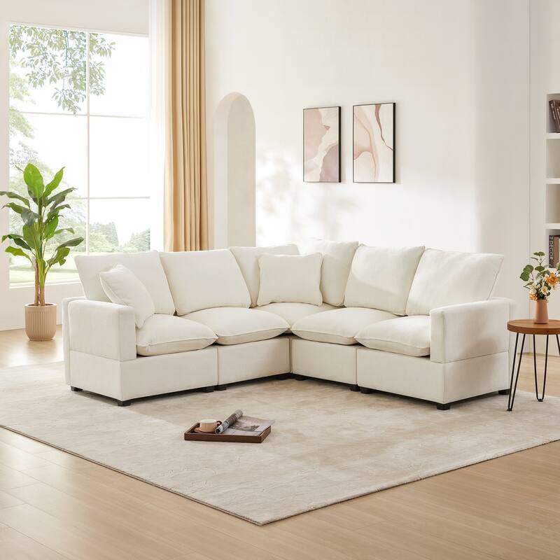 Modern L Shape Modular Chenille Sectional Sofa,Freely Combinable,2 Pillows
