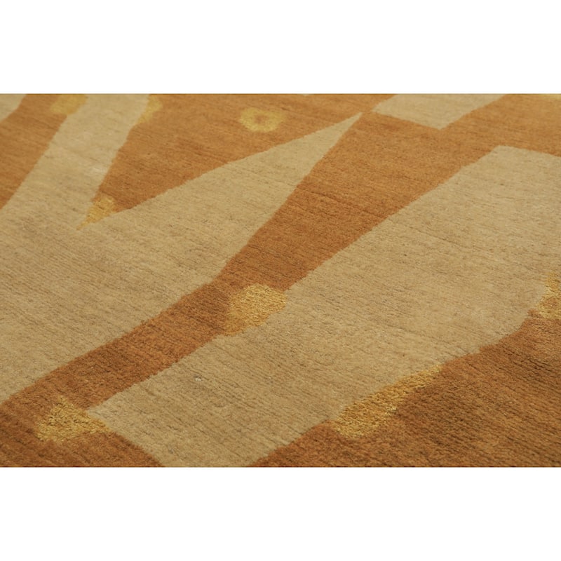 6x8'11'' Tibetano Hand Knotted Wool Beige Modern & Contemporary Art Deco Rug - 6' x 8' 11''