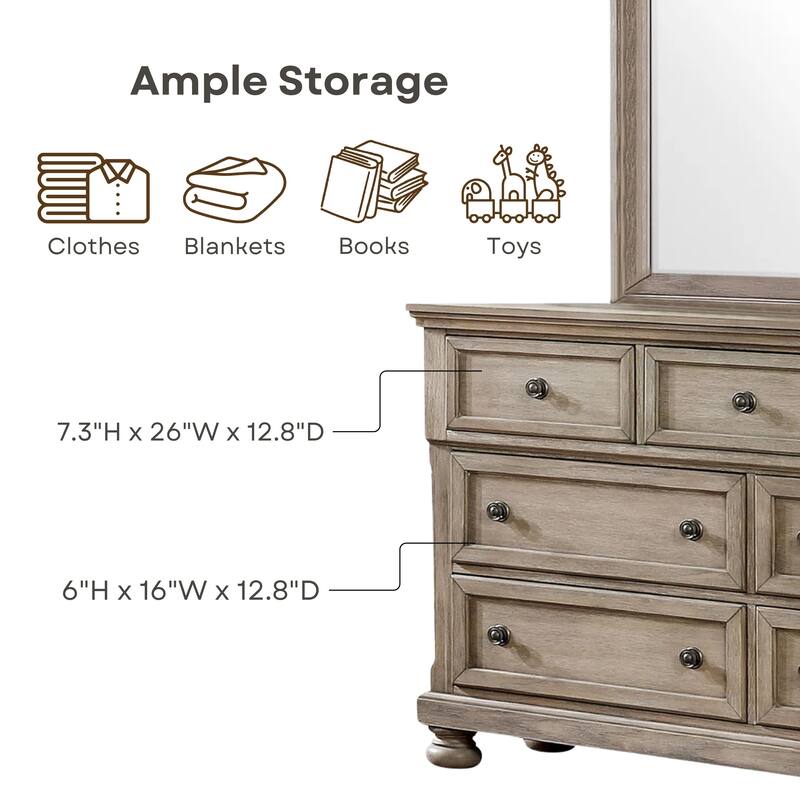 Nahkohe Transitional Grey Acacia 2-piece 7-Drawer Dresser and Mirror Set by Carbon Loft