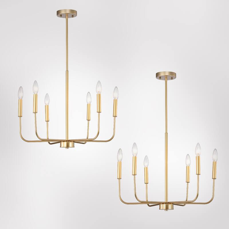 22 Inch Modern Classic Gold Chandelier 6 Light (SOLD AS A PAIR)
