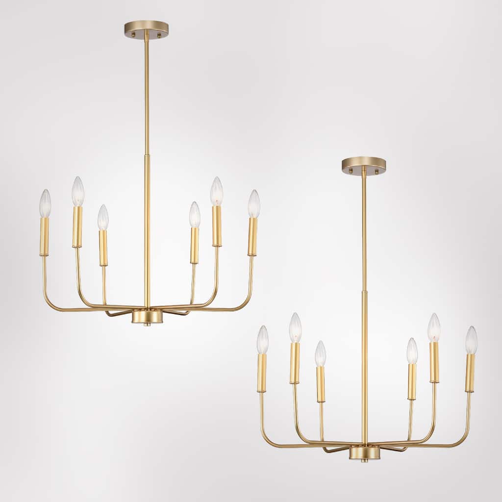 22 Inch Modern Classic Gold Chandelier 6 Light (SOLD AS A PAIR)