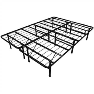 14” High Queen Folding Platform Bed Frame with Steel Construction and Ample Storage Space