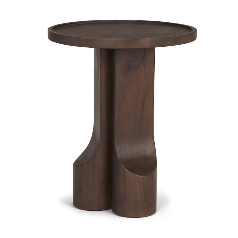Cayson Dark Brown Sculptural Round Accent Table - Brown - Dark