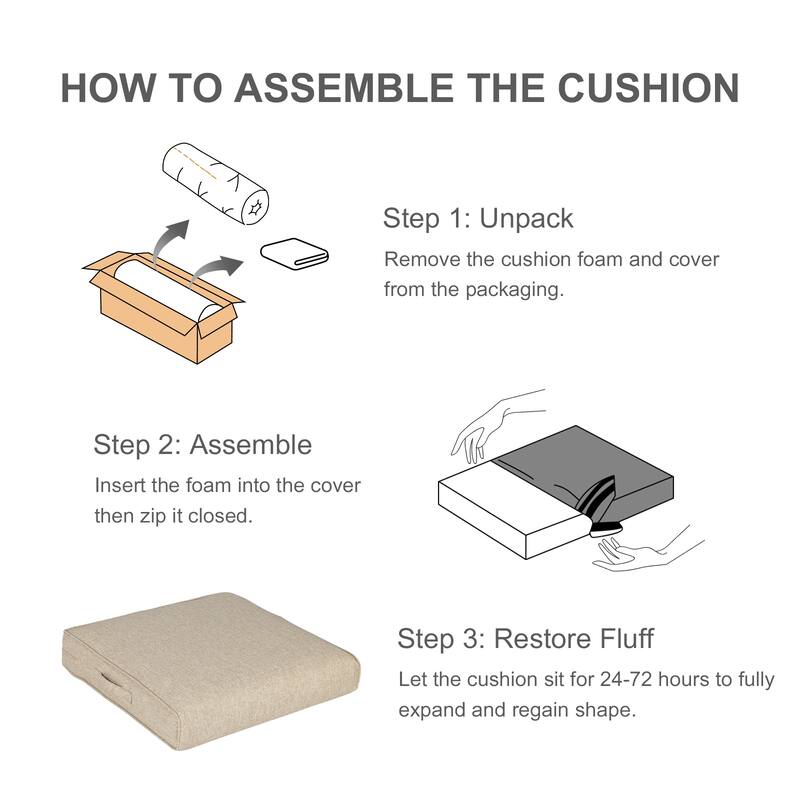 Aoodor Patio Chair Cushions Set of 2, Water Resistant Outdoor Seat Cushions with Handle and Ties, Square Corner Cushions