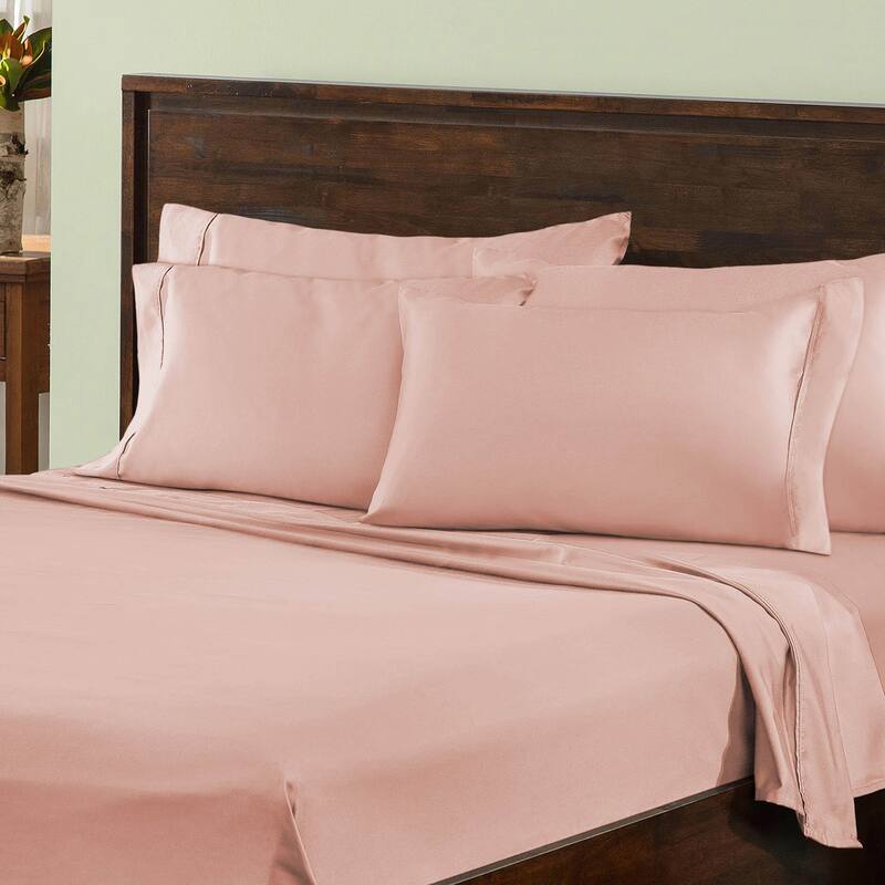 Cotton Blend 1000 Thread Count 6 Piece Sheet Set by Miranda Haus - Full - Blush