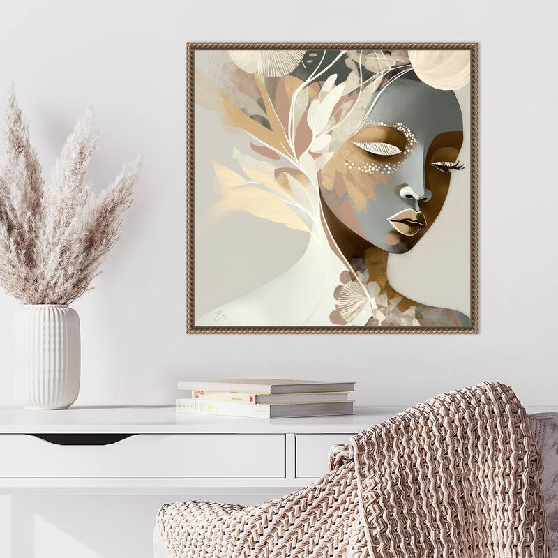 Annabelle by Bella Eve Framed Canvas Wall Art Print - Sylvie Beaded Gold
