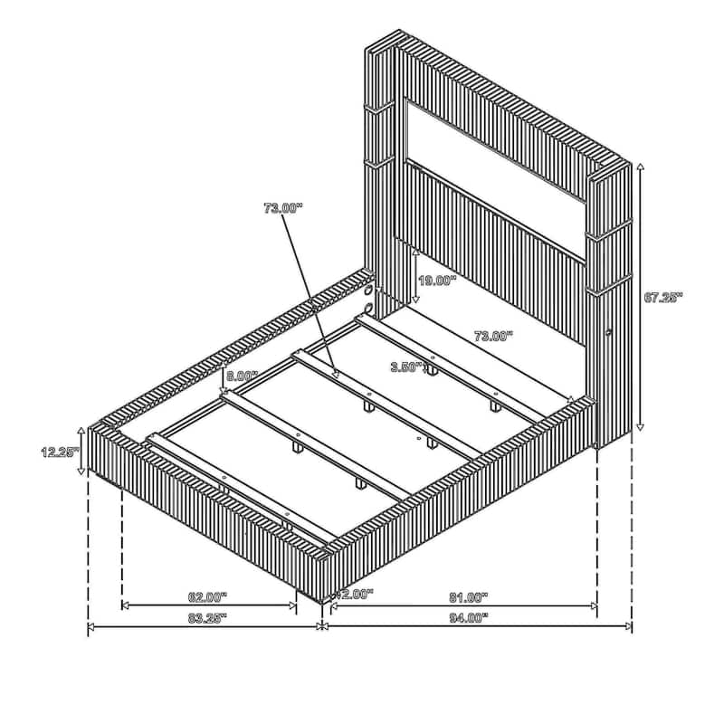 Caro California King Bed, Wingback Panel w LED Flame, Black Upholstery