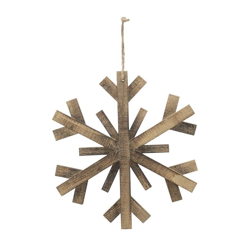 17.7" x 17.7" Large Fir Wood Snowflake Ornaments, Hanging Home Decor Accents for Christmas Tree, Wall Art, Set of 2