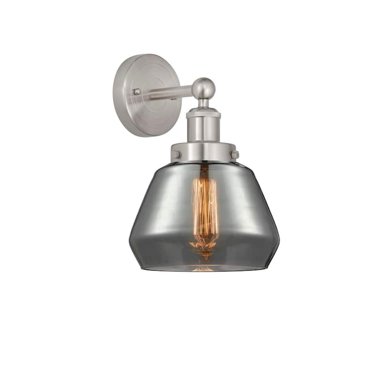 Innovations Lighting 616-1W-10-7 Fulton Sconce Fulton 10" Tall Wall - Brushed Satin Nickel / Plated Smoke
