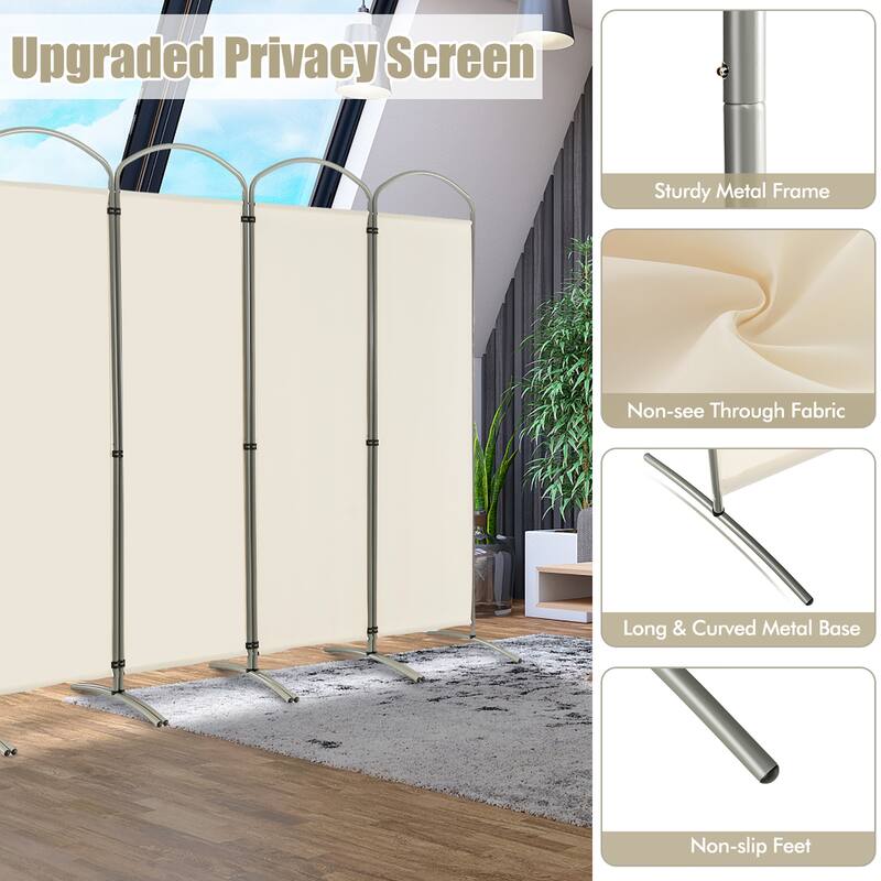 Costway 6 Panels Folding Privacy Screen 6 Ft Tall Fabric Privacy