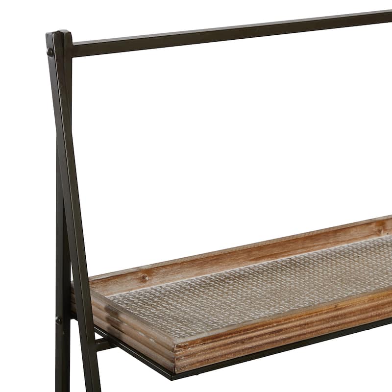Wood 3 Shelf Shelving Unit - Brown - Roche River Decor - 12"W x 21"L x 47"H