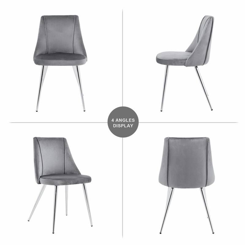 Modern Light Luxury Dining Chairs with Metal Legs-Set of 4