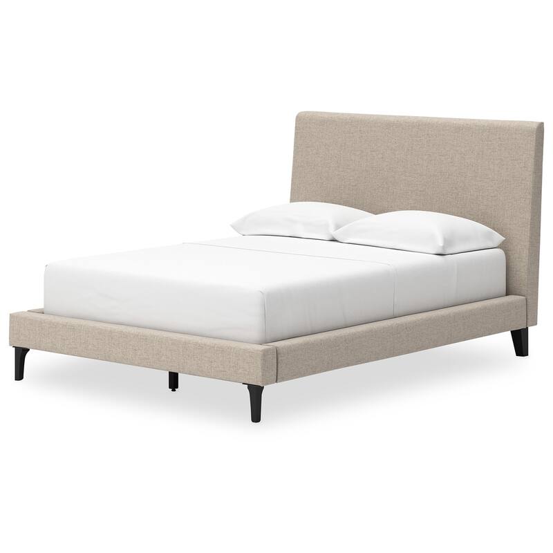 Ciel Low Profile Full Size Bed, Polyester Upholstered Headboard, Gray