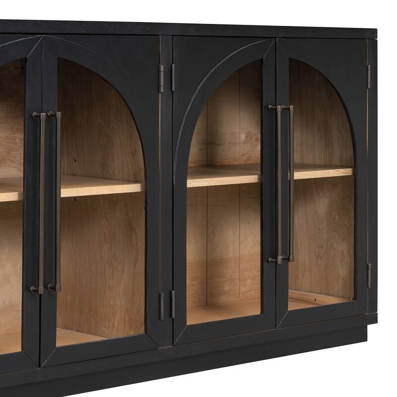 Sideboard with 4 Glass Doors and Adjustable Shelves