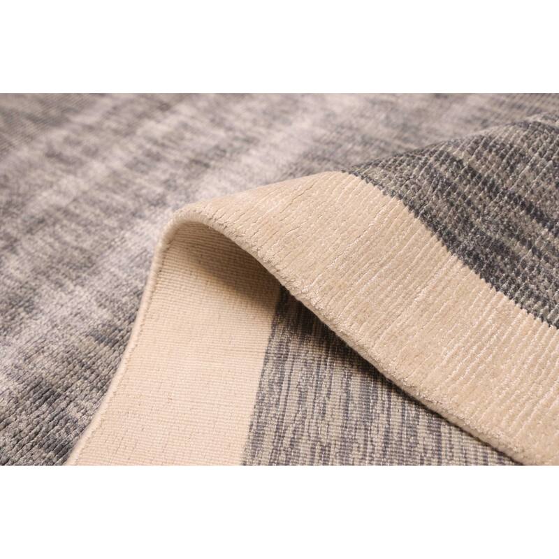 ECARPETGALLERY Hand Loomed Loreto Dark Grey Viscose Rug - 5'4 x 7'5