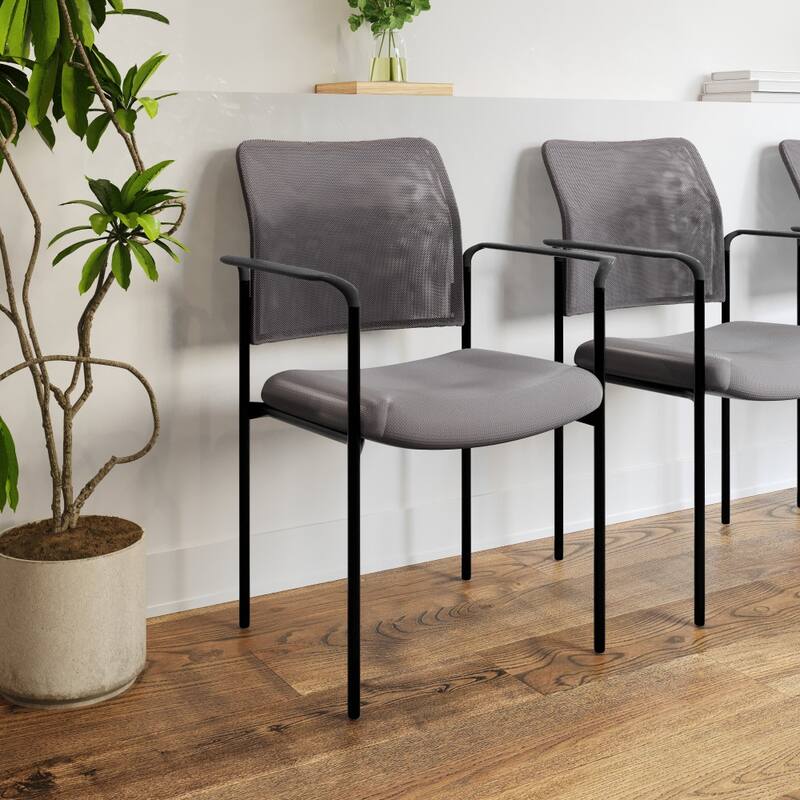 Comfort Mesh Stackable Steel Side Chair with Arms - 24"D x 23.5"W x 34.75"H