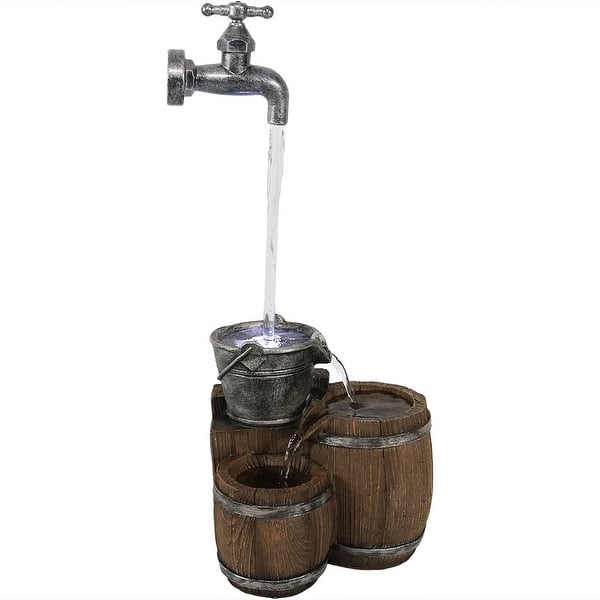 Shop Sunnydaze Floating Faucet And Barrel Tabletop Water Fountain