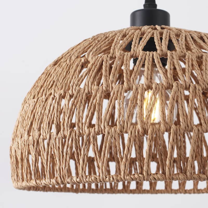 1-Light 11.81"W Rattan Pendant Lights for Kitchen Island Living Room