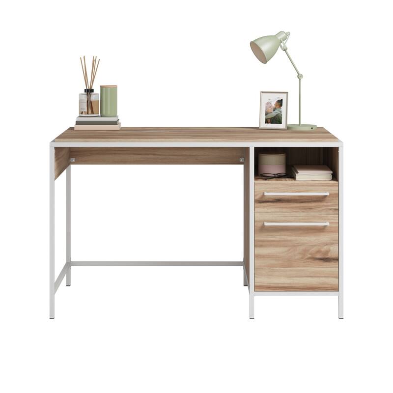 Wood Desk with Rustic Spindle Design, Brown
