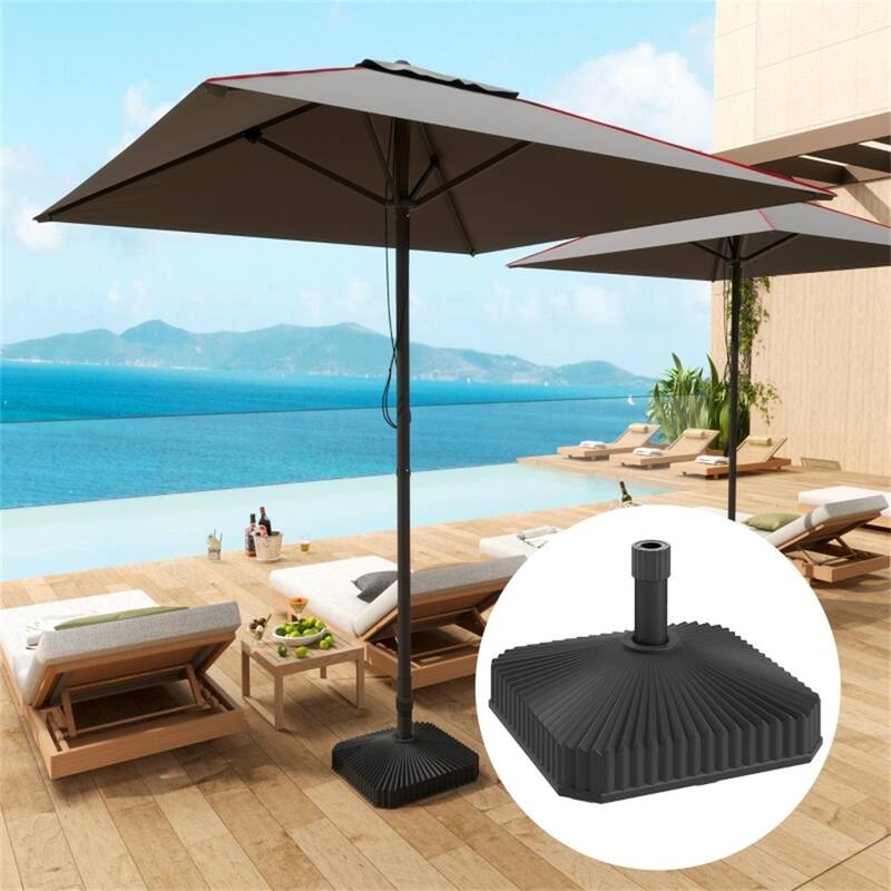 HDPE Garden Parasol Base for Umbrellas Up to 7.2 Foot Lightweight Portable Sand or Water Fillable - 17.7" L x 17.7" W x 11.8" H