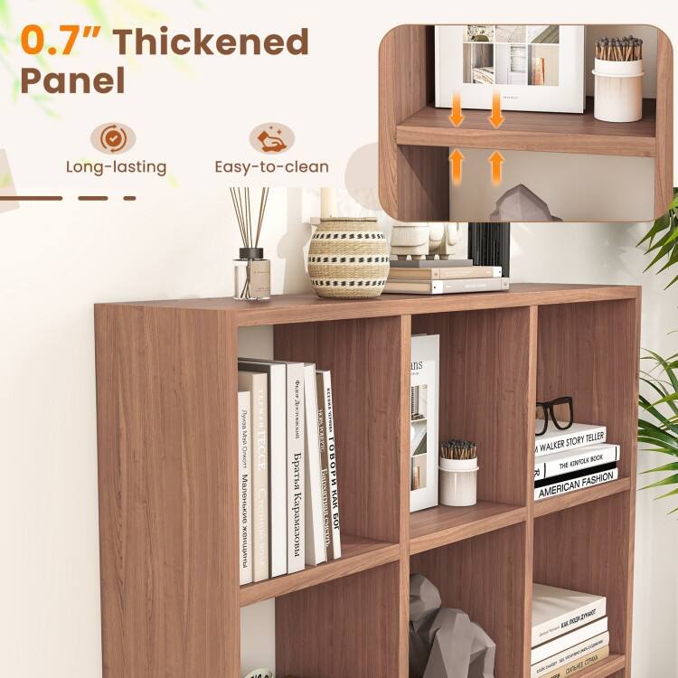 9-Cube Bookcase with 6 Removable Shelves and Raised Support Feet - 35" x 8" x 39.5" (L x W x H)