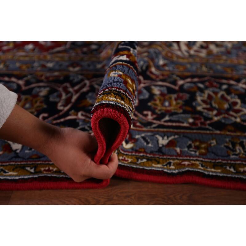 Traditional Red Kashan Turkish Rug Living Room Machine-Made Carpet - 9'7" x 12'7"