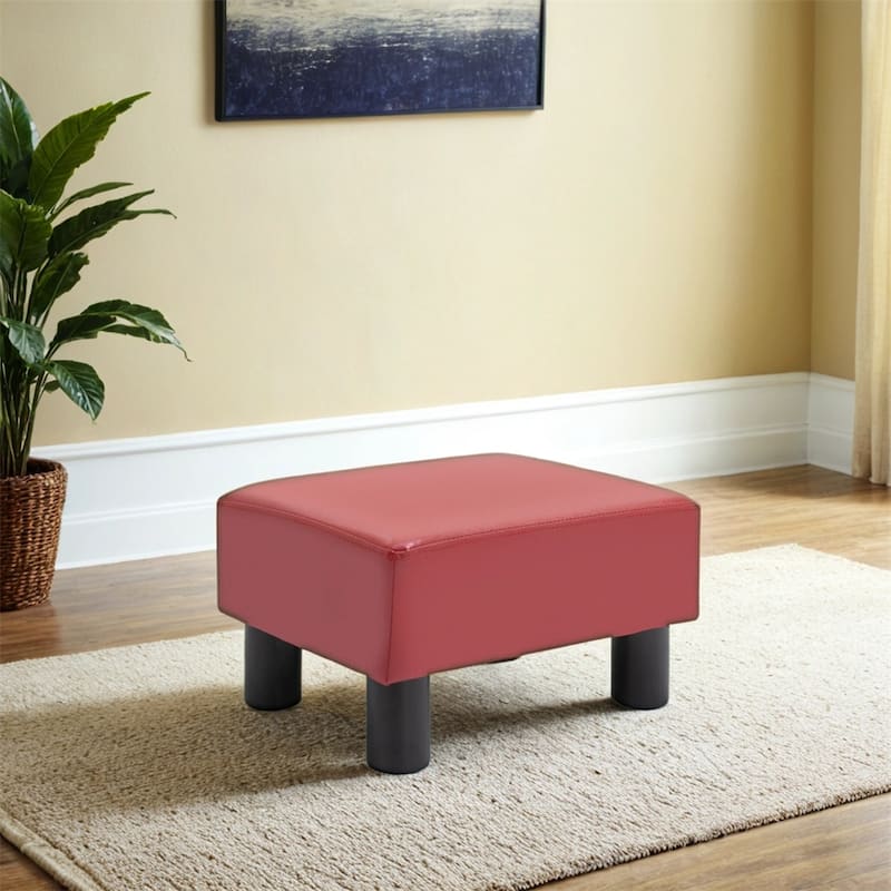 Ottoman Foot Rest,Small Foot Stool with Faux Leather Upholstery