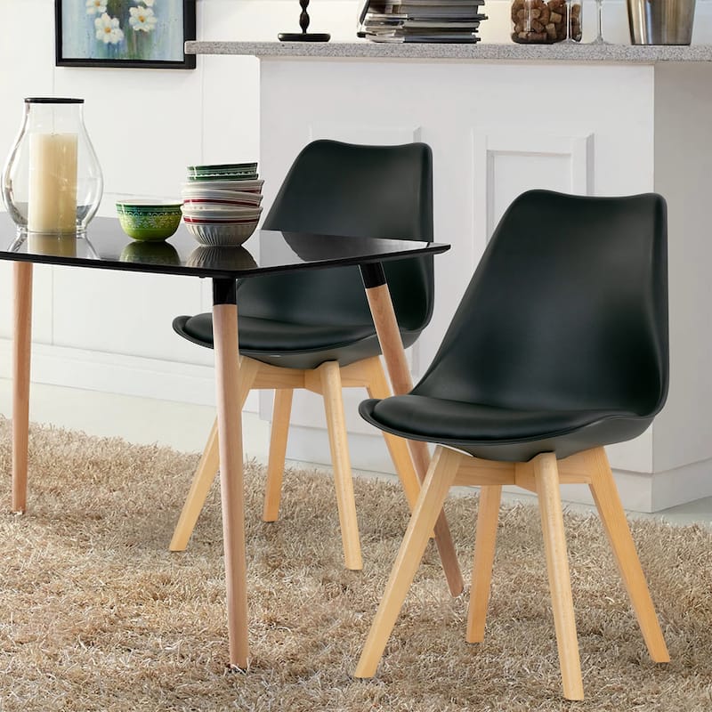 Set of 4 Balint Black Cushioned Plastic Dining Chairs