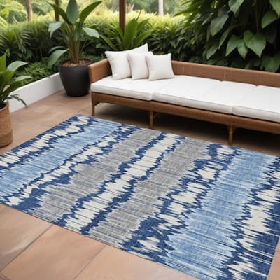 HomeRoots Striped Transitional Rectangle Outdoor Rug