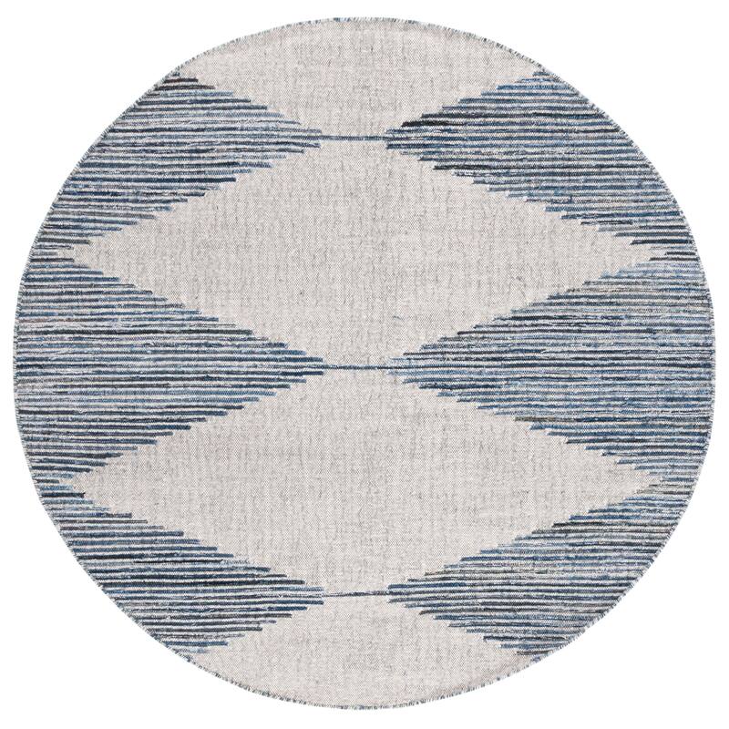 SAFAVIEH Handmade Kilim Kaili Boho Wool & Jute Rug - 6' Round - Blue/Ivory