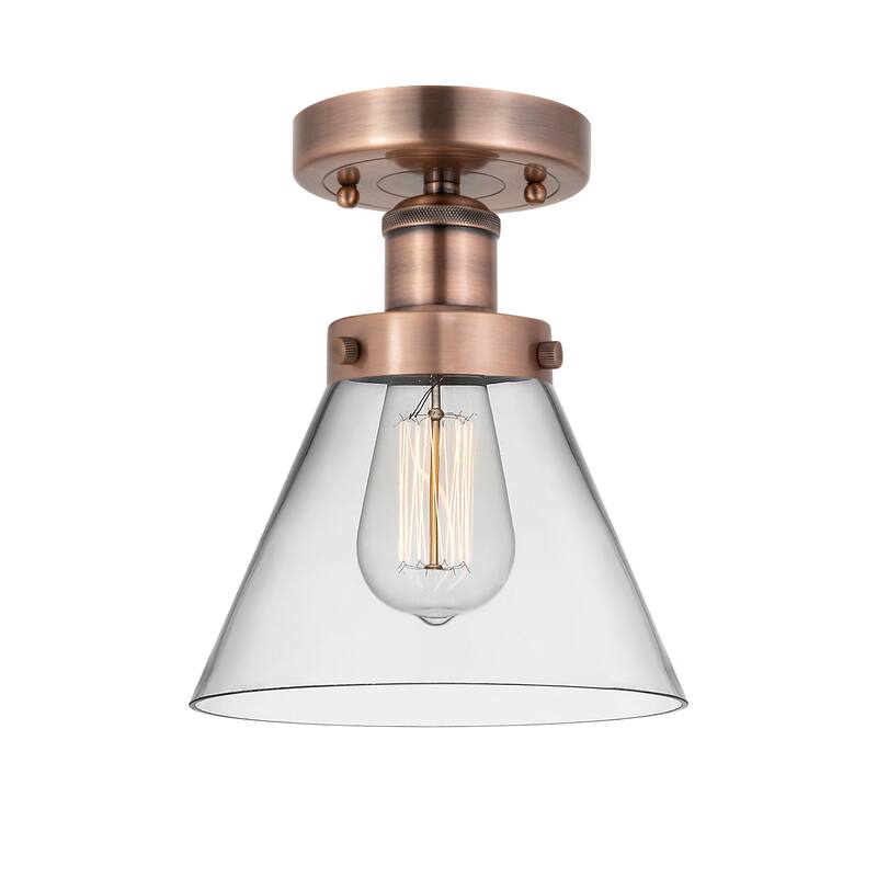 Innovations Lighting Edison Large Cone - 1 Light 7" Semi-Flush Mount - Clear/Antique Copper