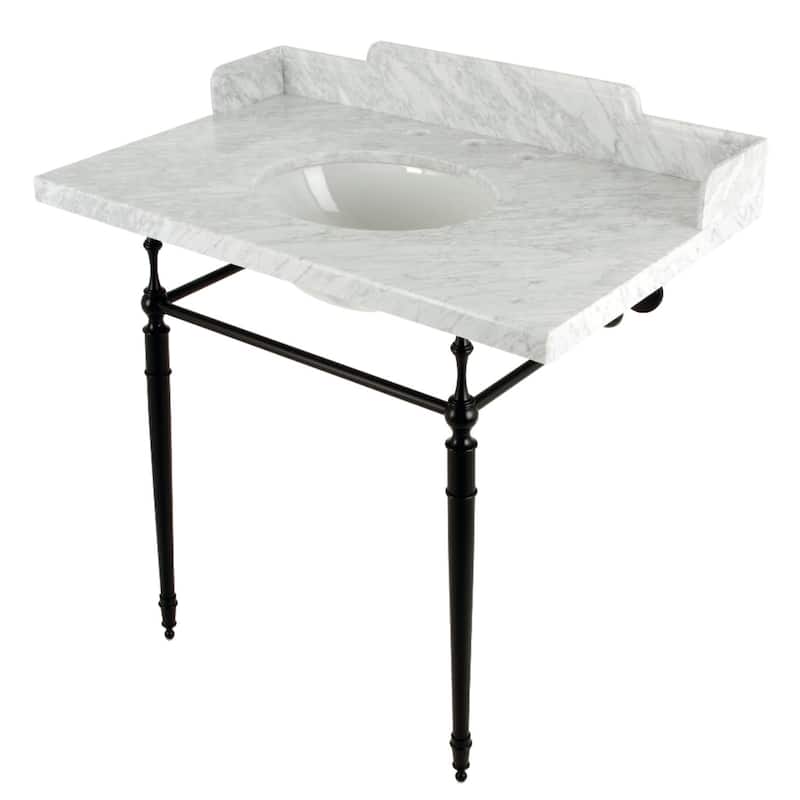 Kingston Brass LMS3622M8 Habsburg 36" Rectangular Brass, Marble - Marble White / Matte Black